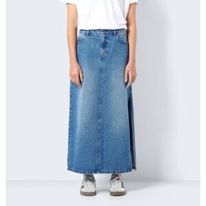 Noisy May Denim Maxi Skirt with Side Slit